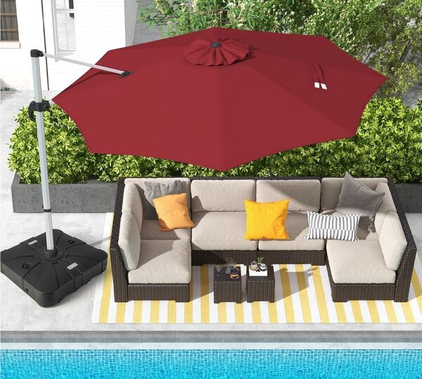 Okrągły parasol ogrodowy 339 cm czerwony