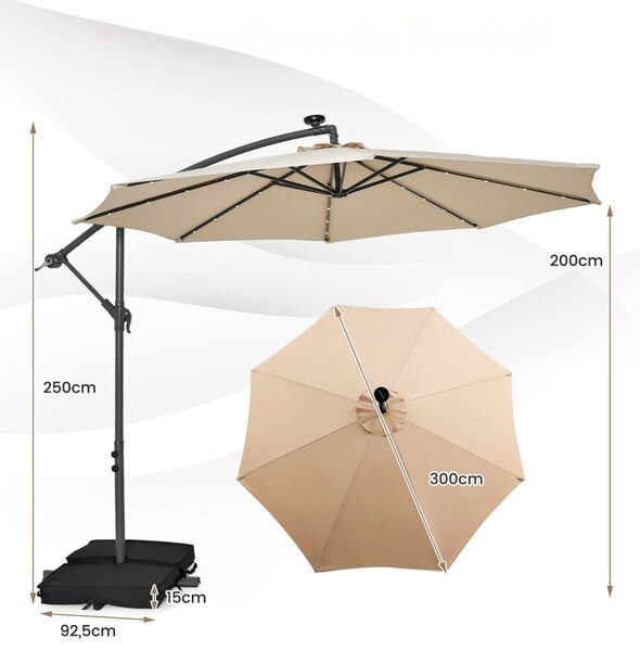 Parasol ogrodowy z oświetleniem LED