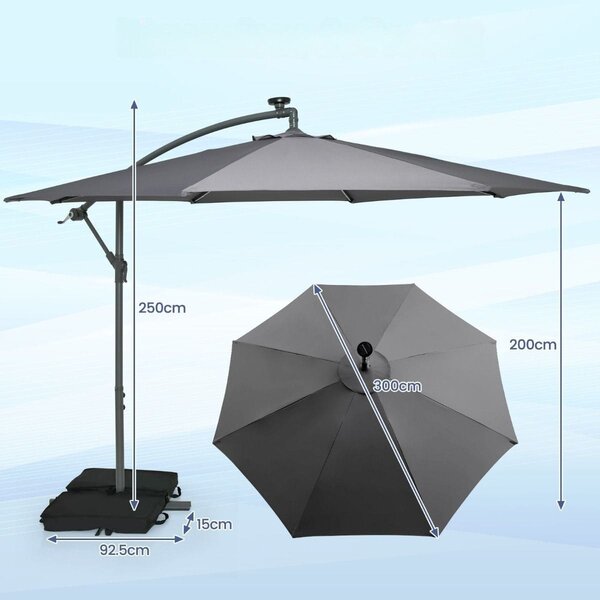 Parasol ogrodowy z oświetleniem LED