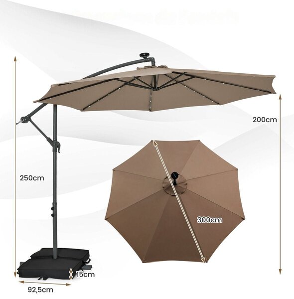 Parasol ogrodowy z oświetleniem LED