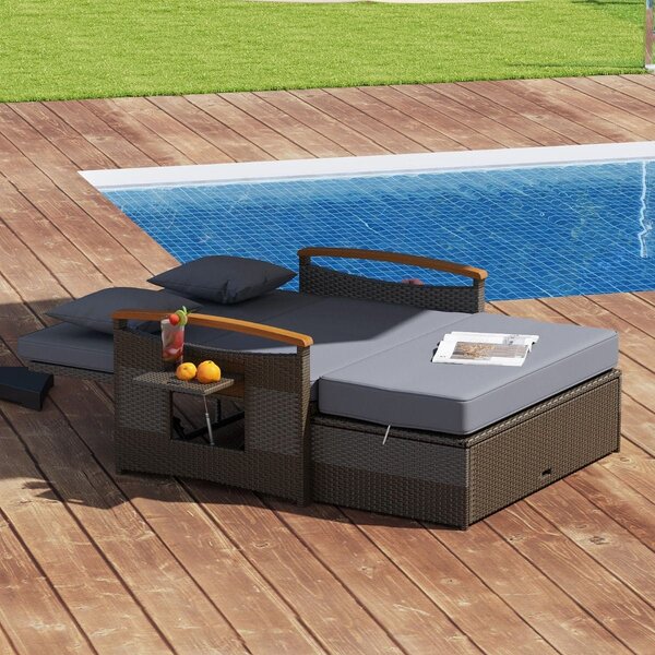 Rozkładana sofa ogrodowa rattanowa 3w1