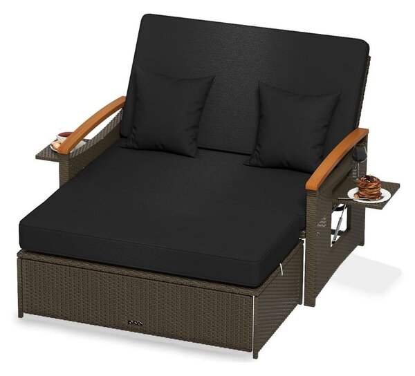 Rozkładana sofa ogrodowa rattanowa 3w1