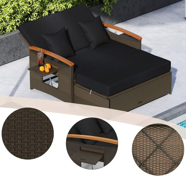 Rozkładana sofa ogrodowa rattanowa 3w1