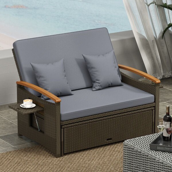 Rozkładana sofa ogrodowa rattanowa 3w1