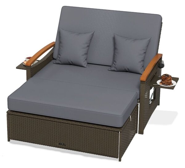 Rozkładana sofa ogrodowa rattanowa 3w1