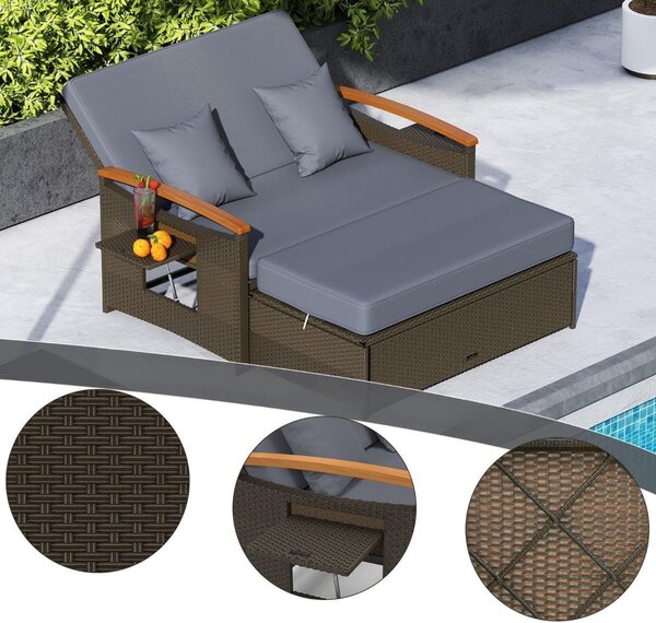 Rozkładana sofa ogrodowa rattanowa 3w1