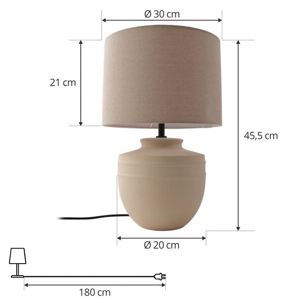 Lampa stołowa Thalassia Lindby, kremowy / amber, przedpokój, ceramika