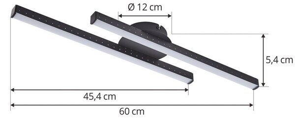 Lampa sufitowa LED Aurendor Lindby, czarny, salon / jadalnia, aluminium, nowoczesny