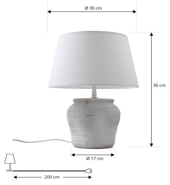 Lampa stołowa Aelith Lindby, biały / opal, salon / jadalnia, tkanina / materiał / jedwab, dworkowy / rustykalny