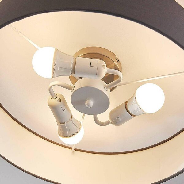Lampa sufitowa Sebatin Lindby, możliwość ściemniania, aluminiowy / szary / cynkowy, sypialnia, tkanina / materiał / jedwab, nowoczesny