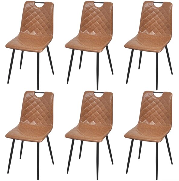 Krzesła stołowe, 6 szt., jasnobrązowe, sztuczna skóra