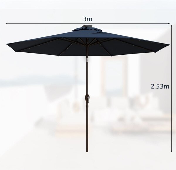 Parasol ogrodowy z solarnymi diodami led 300 cm