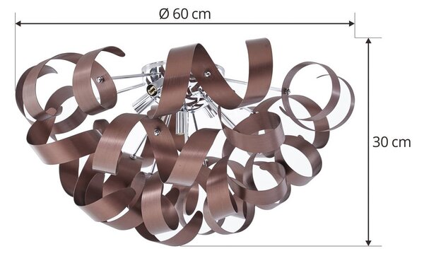 Lampa sufitowa Kaelor Lucande, możliwość ściemniania, miedziany, salon / jadalnia, aluminium, design