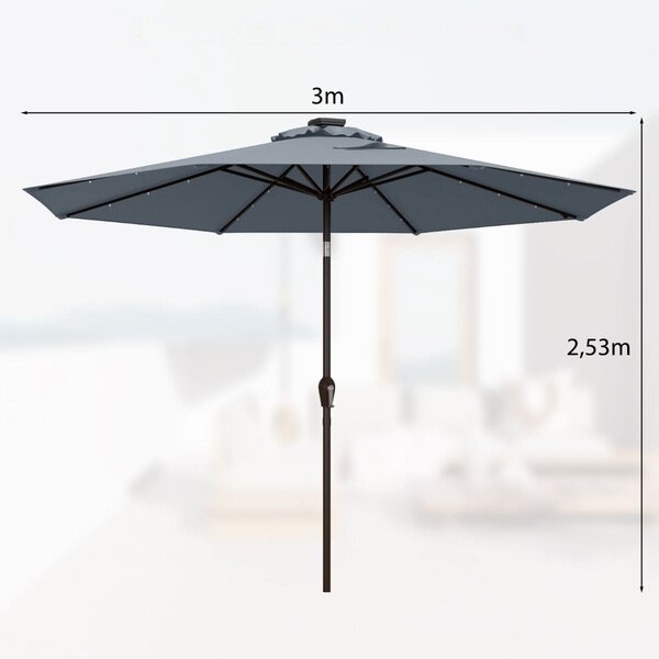 Parasol ogrodowy z solarnymi diodami led 300 cm