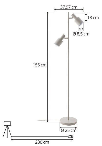 Lampa stojąca Ovelia Lindby, kremowy / amber, salon / jadalnia, metal, nowoczesny