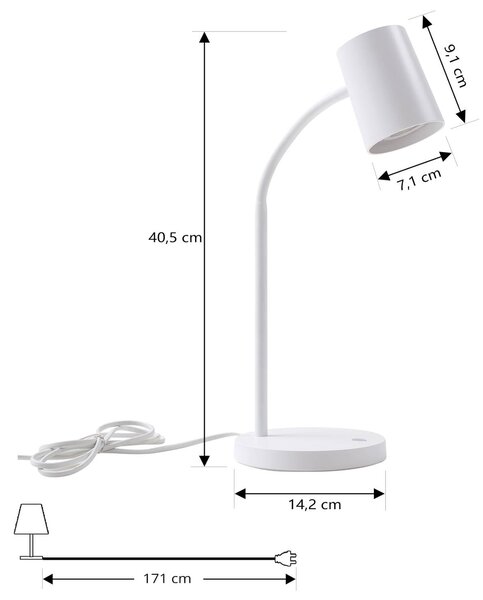 Lampa stołowa Radka Lindby, biały / opal, biuro, tworzywo sztuczne, nowoczesny