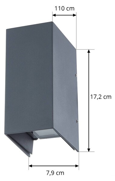 Kinkiet zewnętrzny LED Kimian Lucande, czarny, aluminium, nowoczesny
