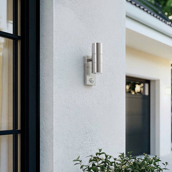 Lampa zewnętrzna z czujnikiem ruchu EYRIN Lindby, możliwość ściemniania, aluminiowy / szary / cynkowy, stal szlachetna, nowoczesny