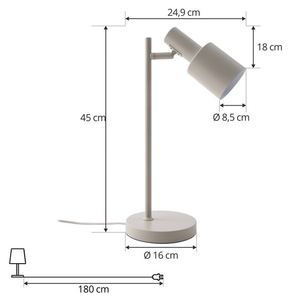 Lampa stołowa Ovelia Lindby, kremowy / amber, biuro, metal, nowoczesny