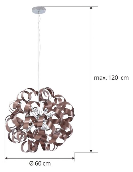 Lampa wisząca Kaelor Lucande, możliwość ściemniania, miedziany, salon / jadalnia, aluminium, design