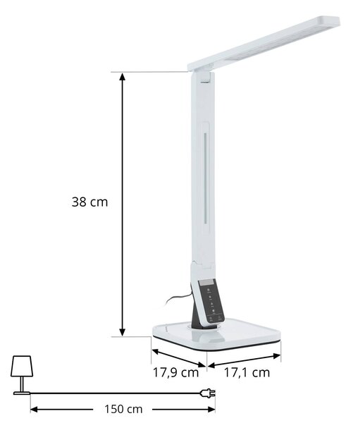 Lampa stołowa LED Eleni Lindby, możliwość ściemniania, biały / opal, biuro, tworzywo sztuczne, nowoczesny
