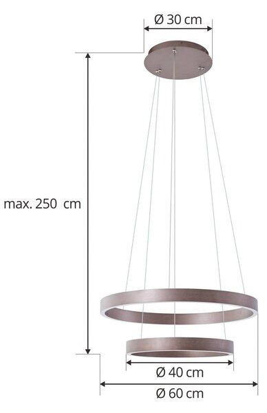 Inteligentna lampa wisząca Yonam Lucande, możliwość ściemniania, brązowy / rdzawy, salon / jadalnia, aluminium, nowoczesny