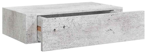 Półka ścienna z szufladą, szarość betonu, 40x23,5x10 cm, mdf