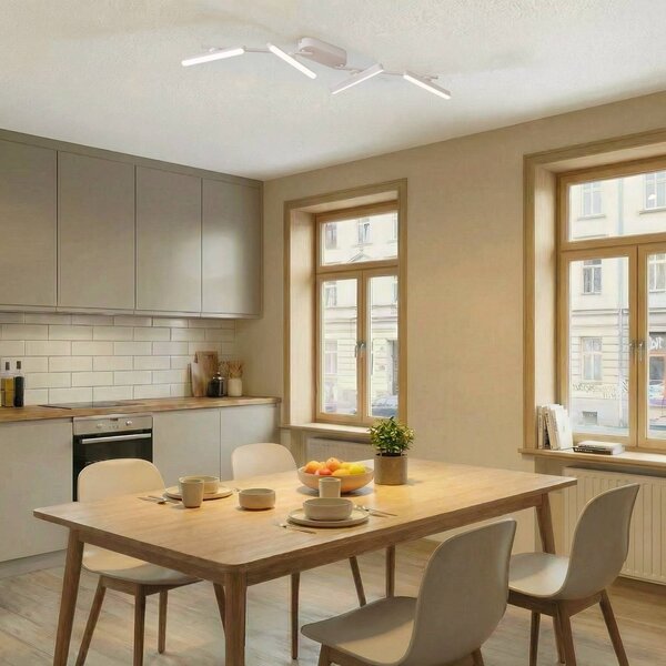 Reflektor LED Lindby Eldrin, biały, 4-punktowa, listwa świetlna Eldrin Lindby, możliwość ściemniania, biały / opal, salon / jadalnia, metal, nowoczesny