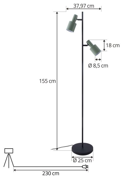 Lampa stojąca Ovelia Lindby, czarny, salon / jadalnia, metal, nowoczesny