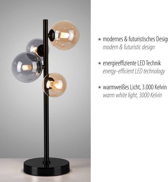 Paul Neuhaus Lampa stołowa Popsicle, czarny, salon / jadalnia, metal, nowoczesny