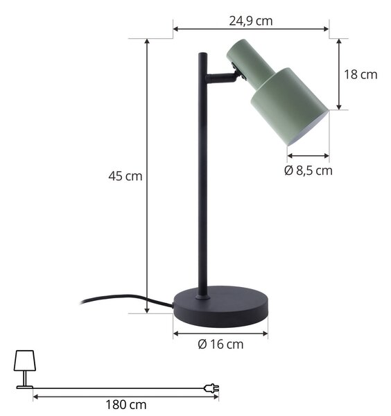 Lampa stołowa Ovelia Lindby, czarny, biuro, metal, nowoczesny