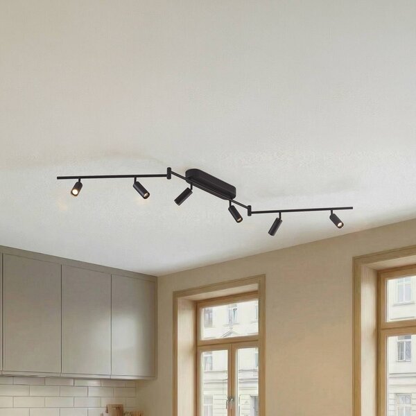 Lampa sufitowa LED Eldrin Lindby, czarny, salon / jadalnia, metal, nowoczesny