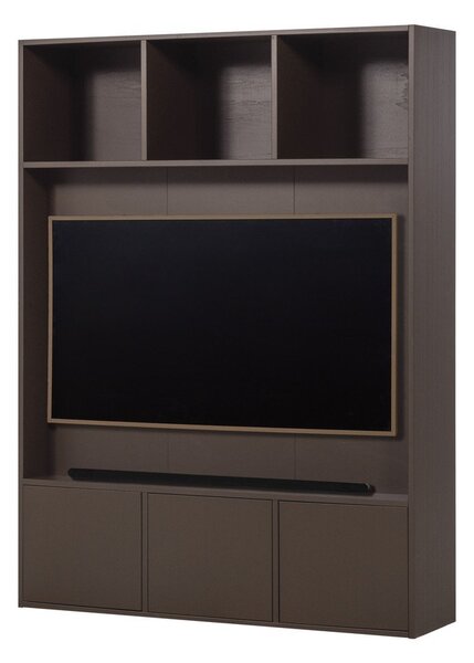 Ciemnobrązowy zestaw pod TV z litego drewna sosnowego 160x215x40 cm Meggy – WOOOD