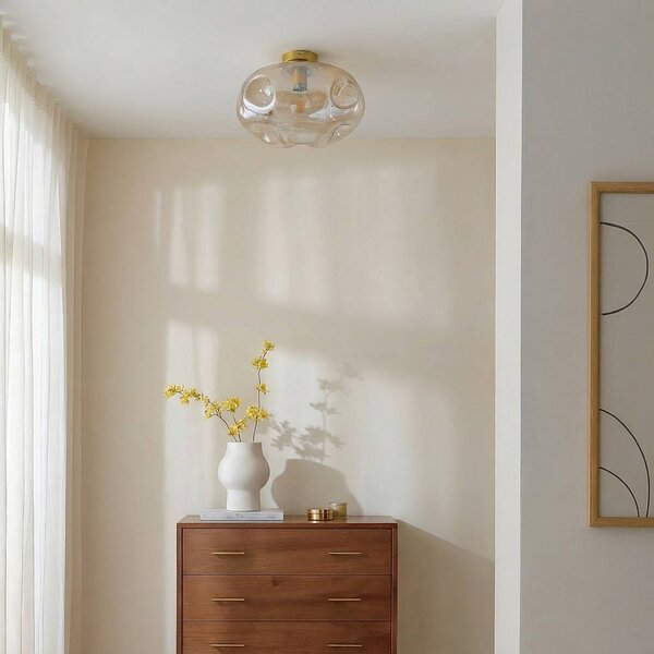 Lampa sufitowa Lelia Lindby, możliwość ściemniania, kremowy / amber, salon / jadalnia, metal, design