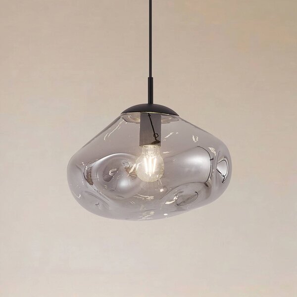 Lampa wisząca szklana Lelia Lindby, możliwość ściemniania, aluminiowy / szary / cynkowy, salon / jadalnia, szkło, design