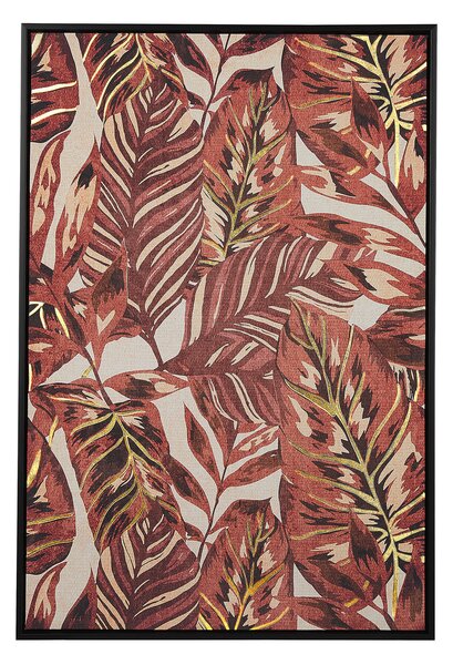 Plakat w ramie liście palmy wydruk na papierze 63 x 93 cm czerwony Floresta Beliani