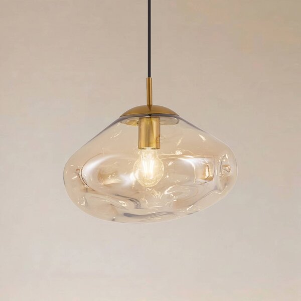 Lampa wisząca szklana Lelia Lindby, możliwość ściemniania, kremowy / amber, salon / jadalnia, szkło, design