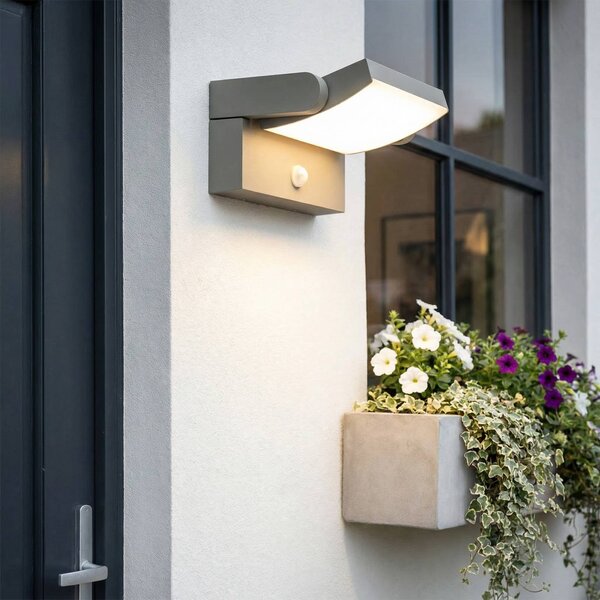 Lampa zewnętrzna z czujnikiem ruchu Sherin Lindby, aluminiowy / szary / cynkowy, aluminium, nowoczesny