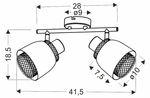Czarna podwójna lampa sufitowa w stylu loft - 3X D186 R9-G49