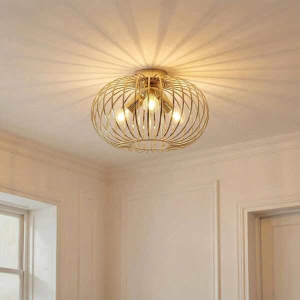 Lampa sufitowa Globe Domiluce, możliwość ściemniania, mosiężny / złoty, salon / jadalnia, metal
