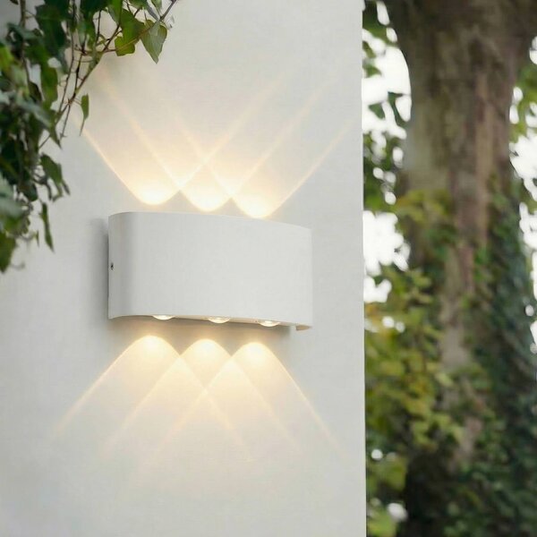 Kinkiet zewnętrzny LED Ithan Lindby, biały / opal, aluminium, nowoczesny