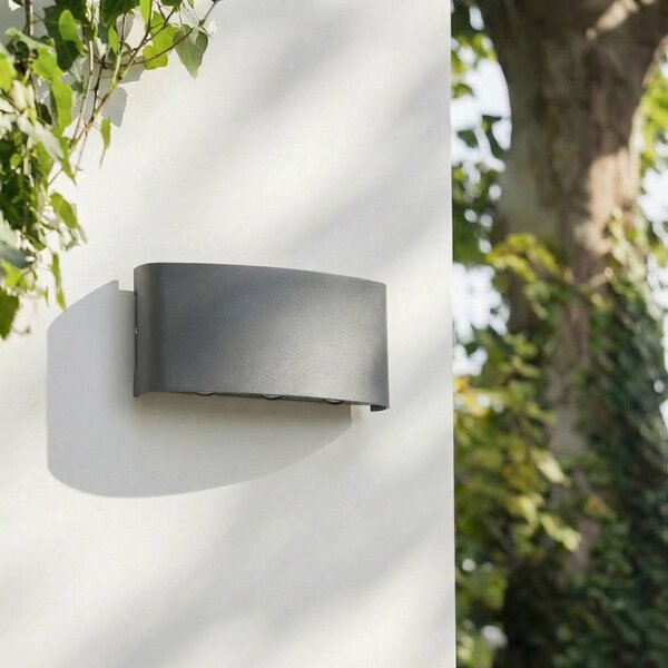 Lindby Kinkiet zewnętrzny LED Ithan, czarny, aluminium, nowoczesny