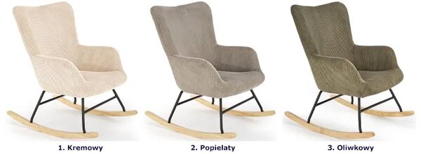 Oliwkowy fotel bujany w stylu skandynawskim M6-G57