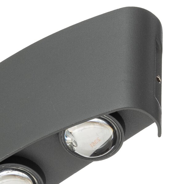 Lindby Kinkiet zewnętrzny LED Ithan, czarny, aluminium, nowoczesny