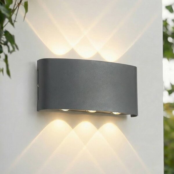 Lindby Kinkiet zewnętrzny LED Ithan, czarny, aluminium, nowoczesny