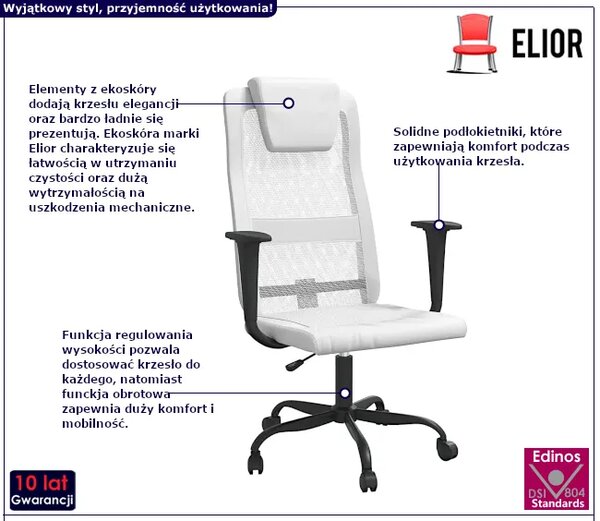 Zestaw białe krzesło biurowe z podnóżkiem S5-D94