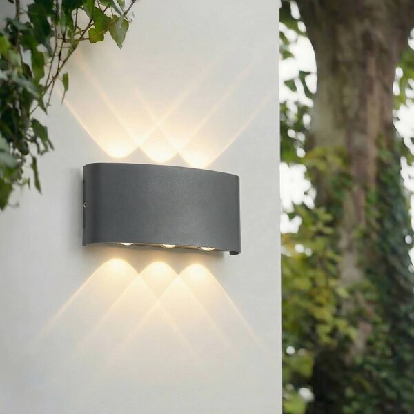 Lindby Kinkiet zewnętrzny LED Ithan, czarny, aluminium, nowoczesny