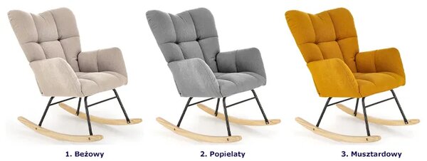 Popielaty skandynawski fotel bujany R7-T37