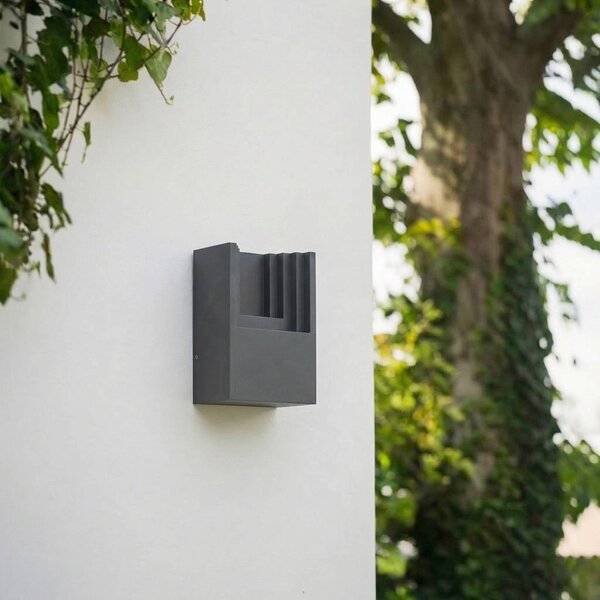 Kinkiet zewnętrzny LED Aurali Lindby, czarny, aluminium, nowoczesny