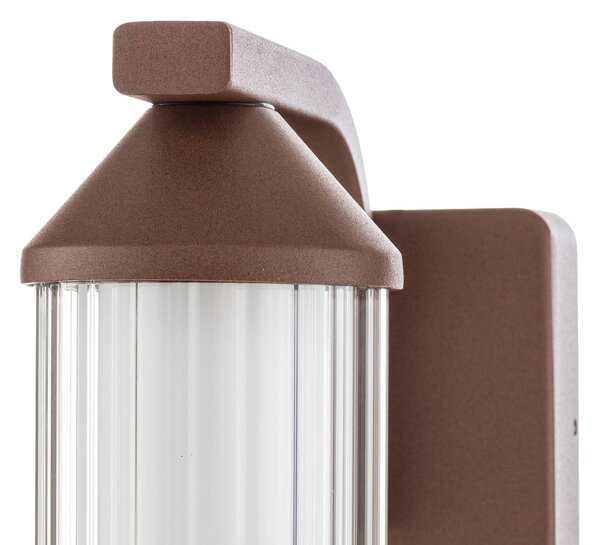 Kinkiet zewnętrzny LED Neravio Lindby, brązowy / rdzawy, aluminium, nowoczesny